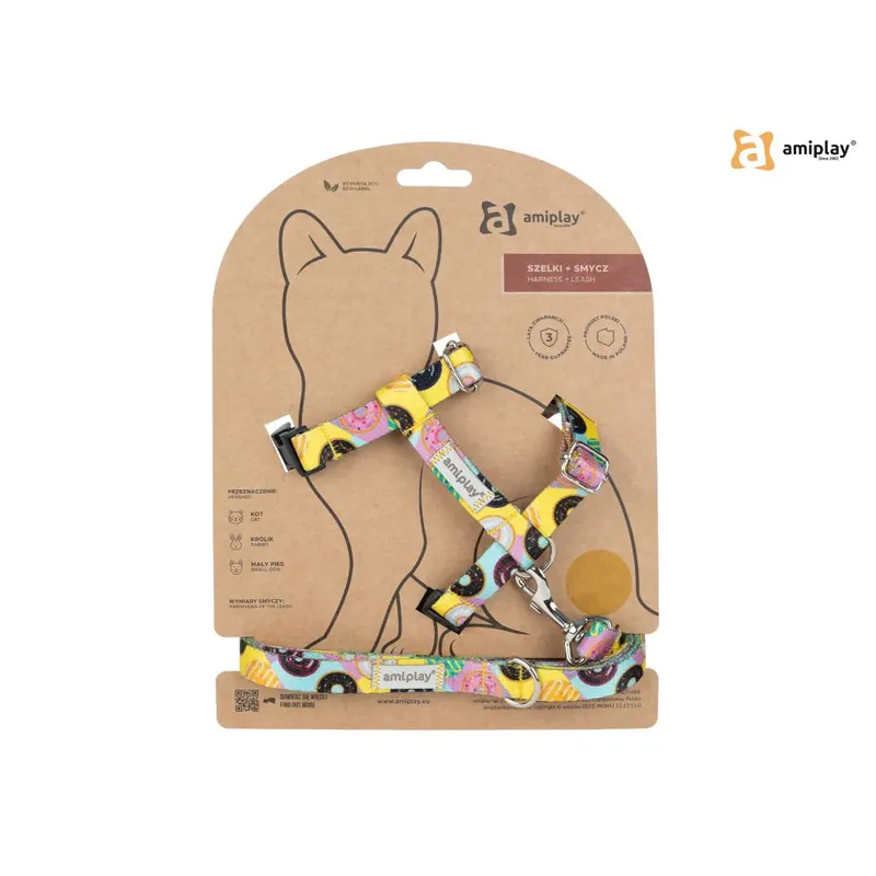 Taniej Amiplay Szelki+Smycz Dla Kota BeHappy Donut Rozmiar M