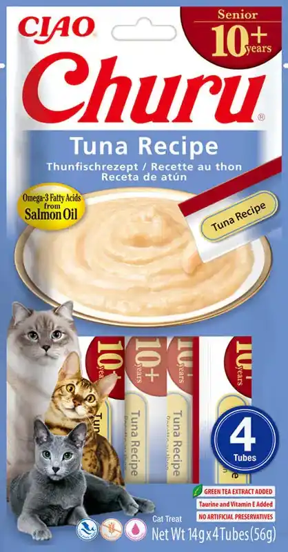 Popularny INABA CAT CHURU SENIOR TUNA 4x14g (56g)