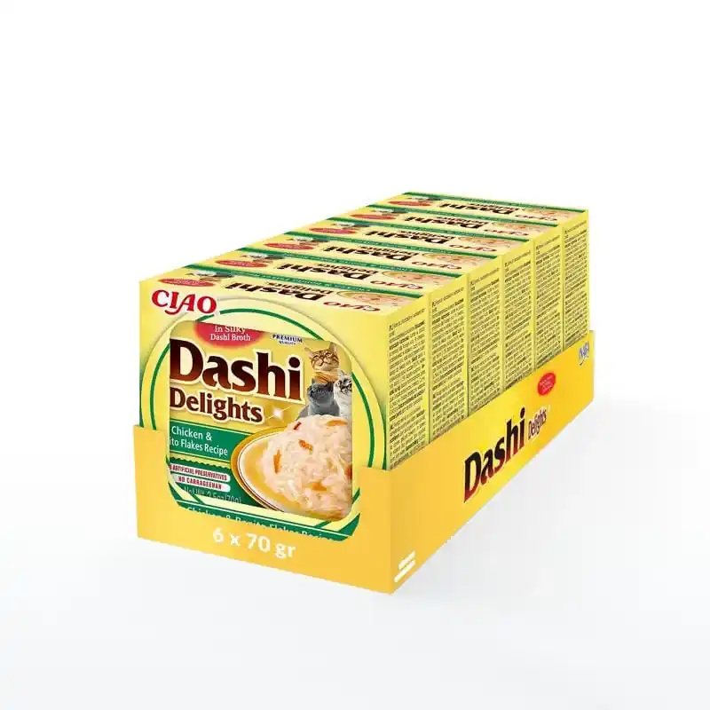Hit sprzedaży INABA CAT Dashi Delights kurczak płatki bonito 6 x 70g przysmak dla kota