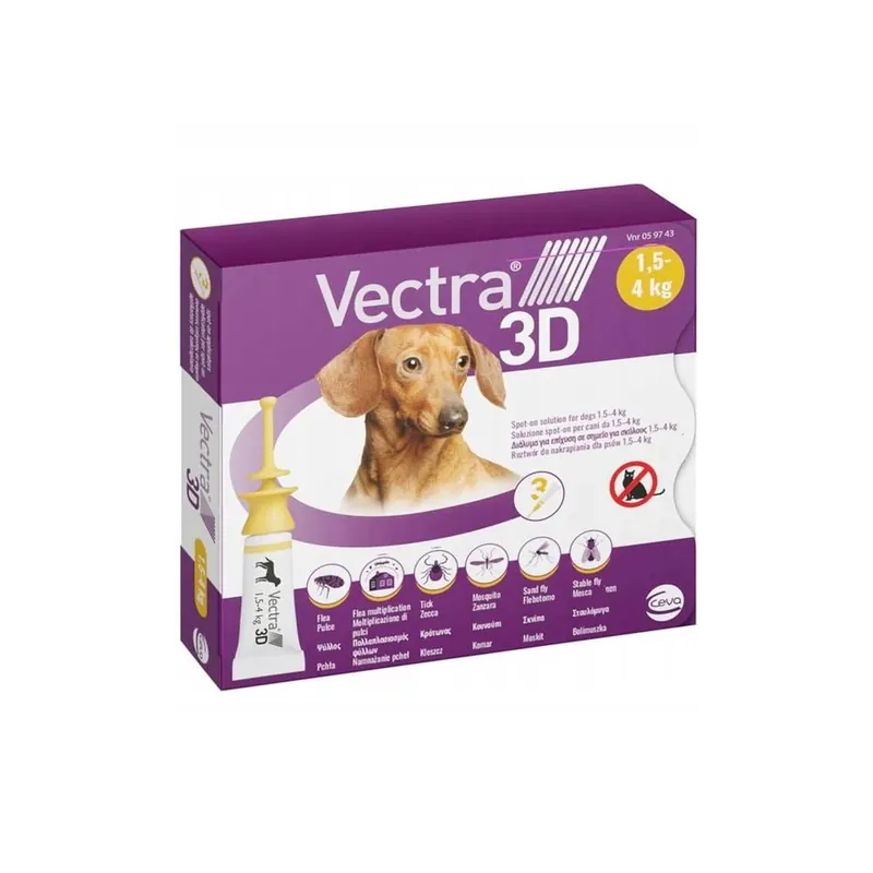 VECTRA 3D Roztwór dla psów 1,5-4kg na pchły i kleszcze Ostatnie sztuki