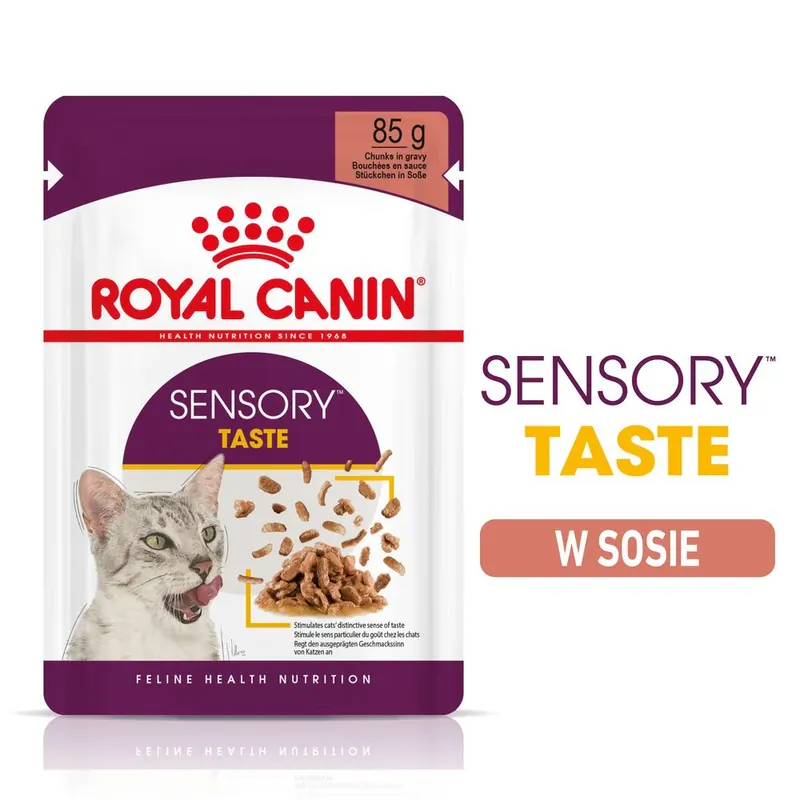 Royal Canin Sensory Taste Karma Mokra Kawałki w Sosie Dla Kotów Dorosłych Pobudzająca Wrażenia Smakowe 85 g Nowy