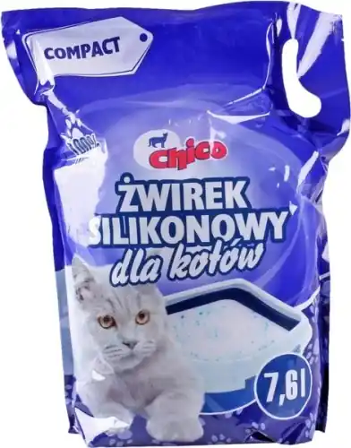 呕wirek silikonowy Chico compact drobnoziarnisty naturalny dla kota 7,6l Bezpieczna płatność