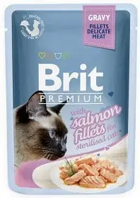 Brit Premium Sterilised 艂oso艣 w sosie saszetka 85g - mokra karma dla kot贸w po sterylizacji Nowy