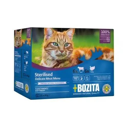 Bozita pakiet 12szt x 85g (mix smak贸w mi臋snych w galarecie) - mokra karma dla kot贸w sterylizowanych Szybka wysyłka