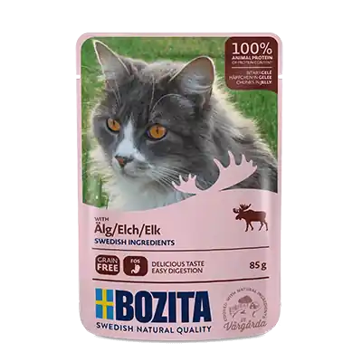 Do wyczerpania zapasów Bozita saszetka 艂o艣 w galaretce 85g - mokra karma dla kot贸w