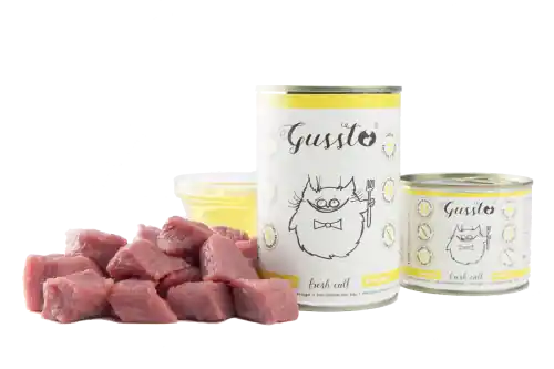 Niska cena Gussto 艣wie偶a ciel臋cina puszka 200/400g - mokra karma dla kot贸w