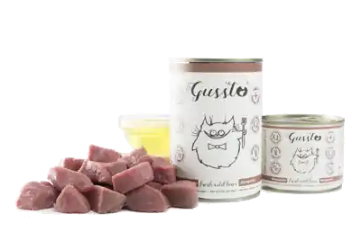 Gussto 艣wie偶y dzik puszka 200/400g - mokra karma dla kot贸w Ekspresowa dostawa