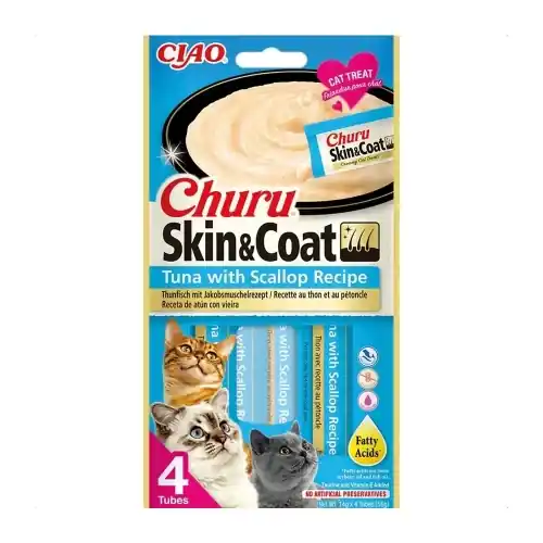 Tani Inaba Churu Cat Skin&Coat tu艅czyk ma艂偶e 4x14g - przysmak dla kota w kremie