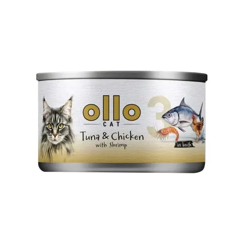 Ollo nr 3 - Tu艅czyk Kurczak Krewetka - mokra karma w sosie dla kota 70g Okazja