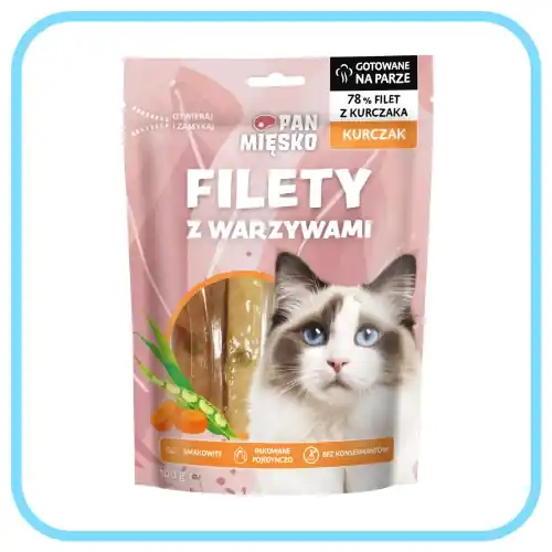 Ostatnie sztuki Pan Mi臋sko Filety z Kurczaka z warzywami 100g - przysmak dla kota