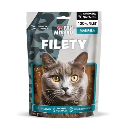 Bezpieczne zakupy Pan Mi臋sko Filety z Makreli 100g - przysmak dla kota