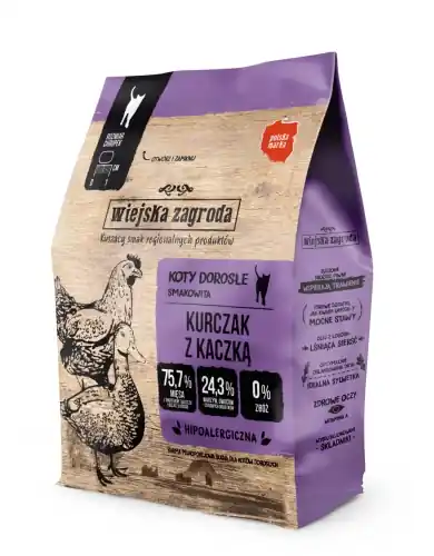 Wiejska Zagroda (kurczak z kaczk膮) 0,4kg/1,6kg - sucha karma dla kot贸w Taniej