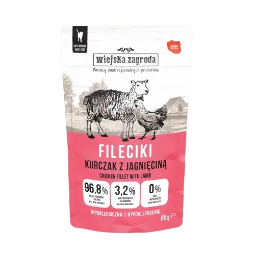 Wiejska Zagroda fileciki Kurczak Jagni臋cina saszetka 85g - mokra karma dla kot贸w Oferta limitowana