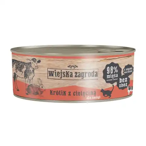 Wiejska zagroda kr贸lik z ciel臋cin膮 puszka 85g/200g/400g - mokra karma dla koci膮t Darmowy zwrot