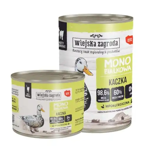 Łatwy zwrot Wiejska Zagroda MONO 200g/400g kaczka - mokra karma dla kot贸w