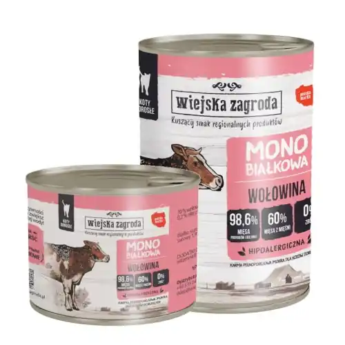Wyprzedaż Wiejska Zagroda MONO 200g/400g wo艂owina - mokra karma dla kot贸w