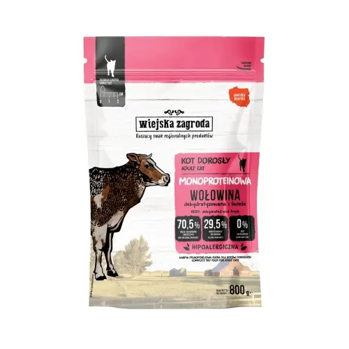 Wiejska Zagroda Monobia艂kowa Wo艂owina 800g - sucha karma dla kot贸w Ostatnia szansa