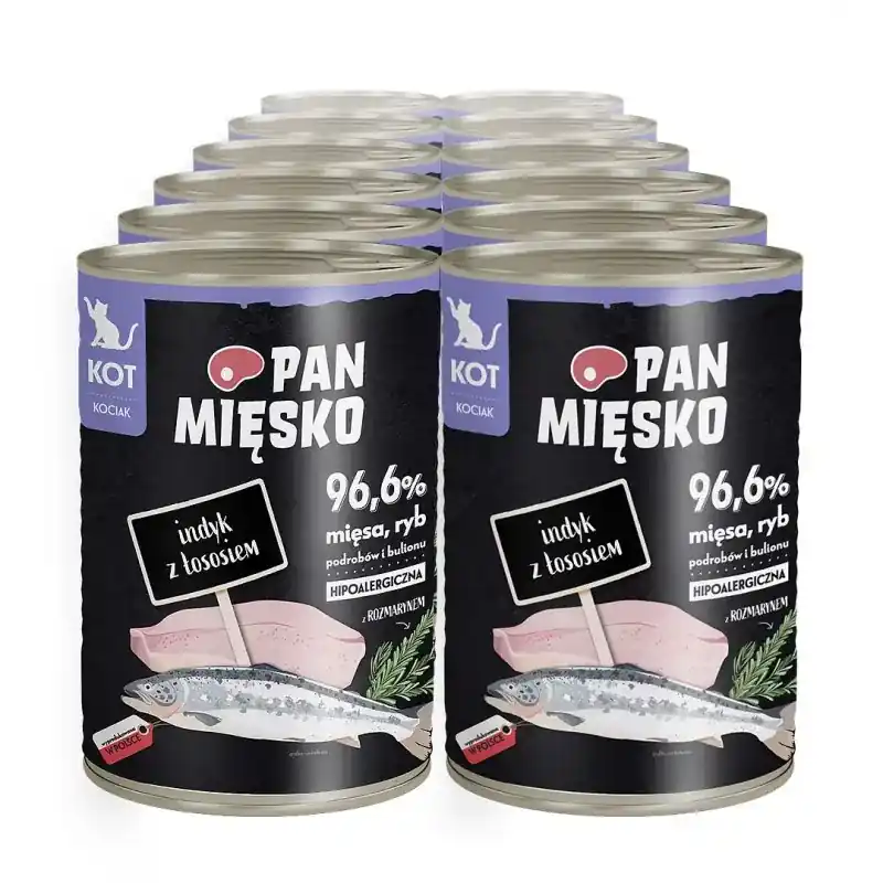 Pan Mięsko indyk z łososiem mokra karma dla kociąt Oferta limitowana