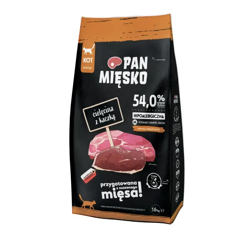 Tani Pan Mięsko cielęcina z kaczką M sucha karma dla kota