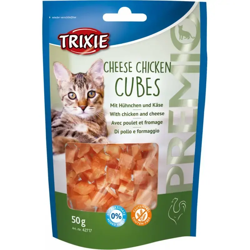 Trixie - Przysmak dla kota PREMIO Cheese Chicken Cubes snacki kurczak z serem 50g Wysoka jakość